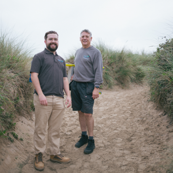 Staff on the beach